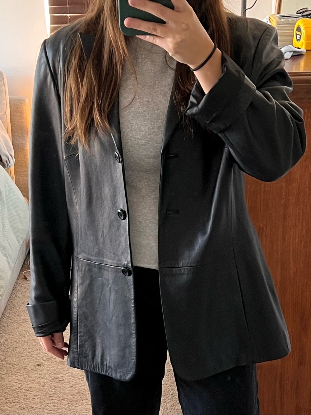 Pendleton Black Leather Blazer Jacket